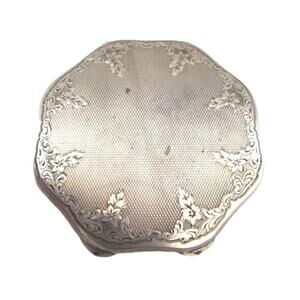 Antique Powder Compact Floral Ornate Silver Case 835 Engraved Austrian